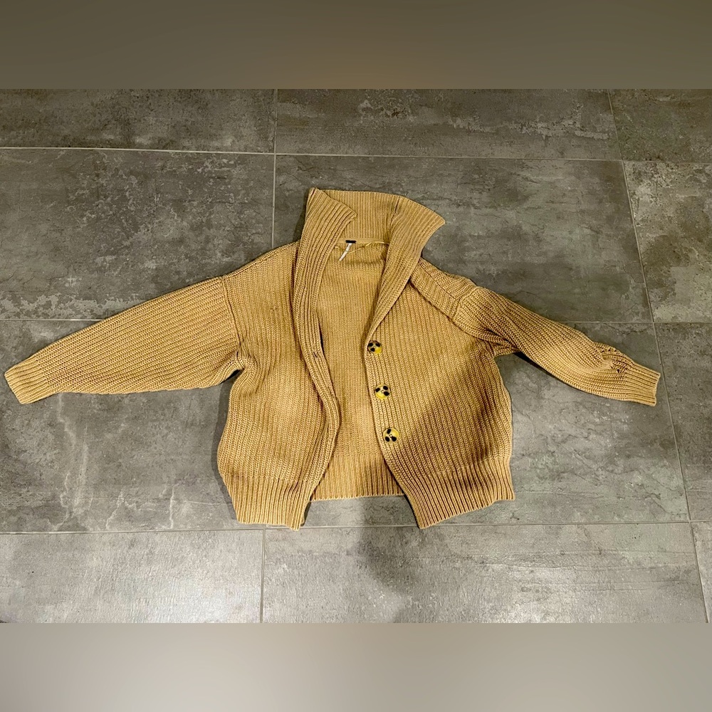 Free People Brown Button-up Cardigan Heavy Sweater Size Small